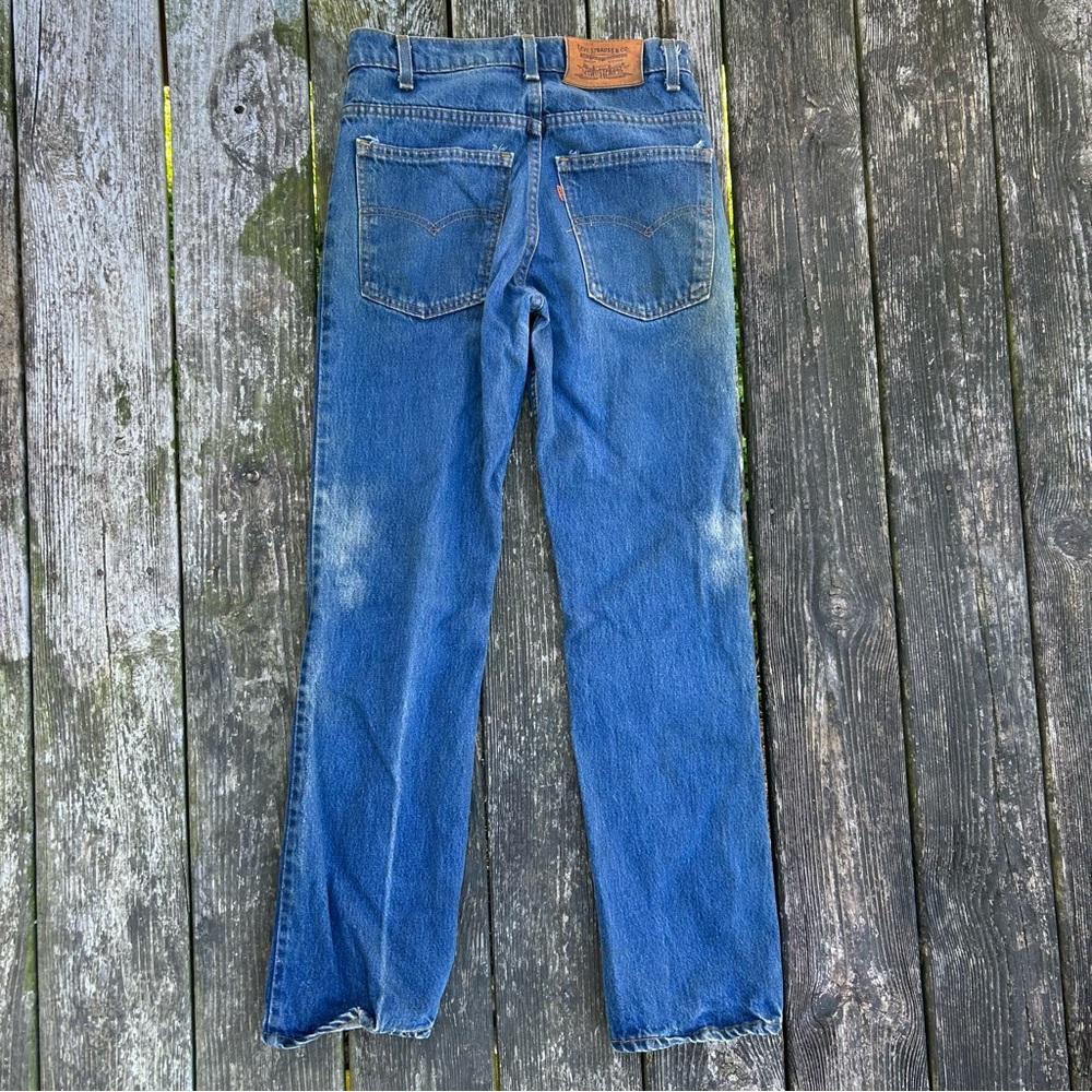 Vintage 80s Levi’s Orange Tab Rare Leather Patch Faded Straight Leg Jean Size 27 - Picture 5 of 9